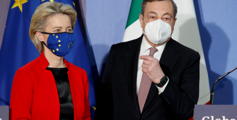 Von der Leyen y Mario Draghi  /  Imagen: Captura de vídeo