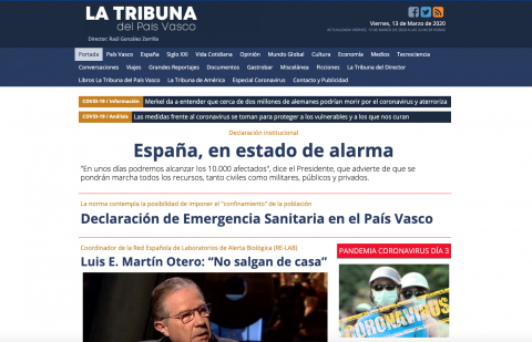 Así ha contado La Tribuna del País Vasco la pandemia del Covid-19